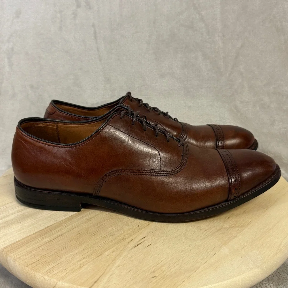 Allen Edmonds Port Washington Brown Leather Cap Toe Oxford Dress Shoes Mens 11 E